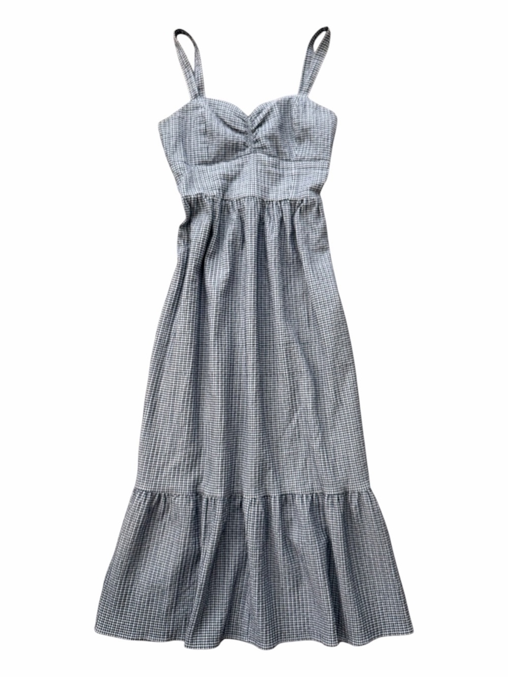 Draper James Navy Blue Gingham Sweetheart Midi Dress - Size S